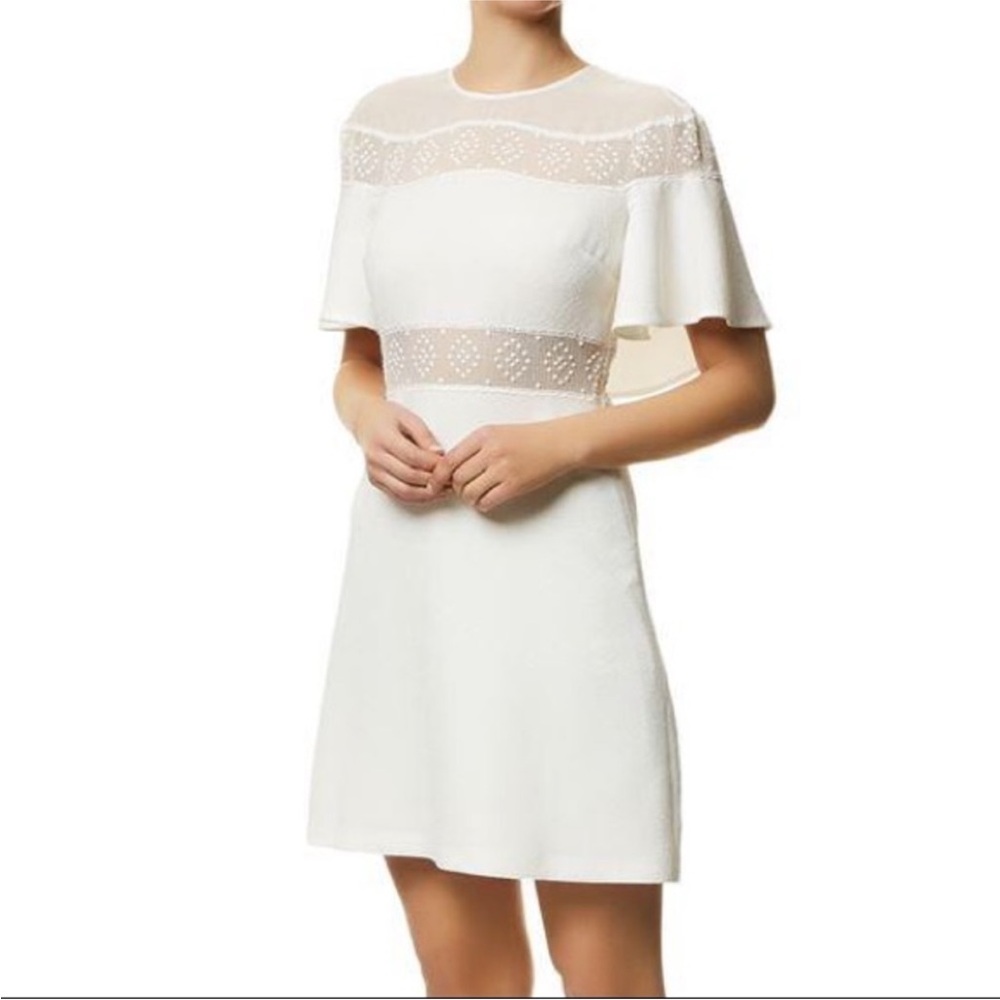 Sandro Embroidered White Mini Dress, Size 3, Bridal